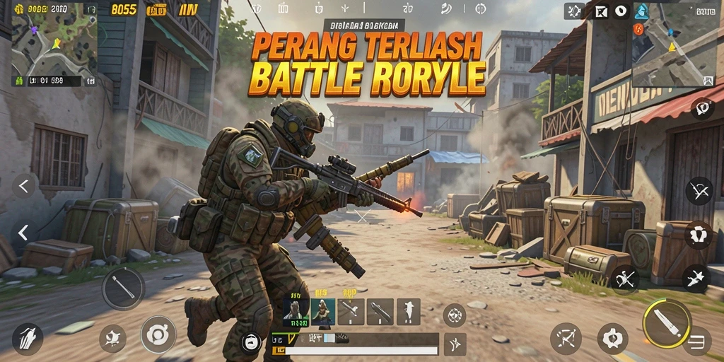Screenshot utama dari gameplay Battle Royale yang seru di 8055.