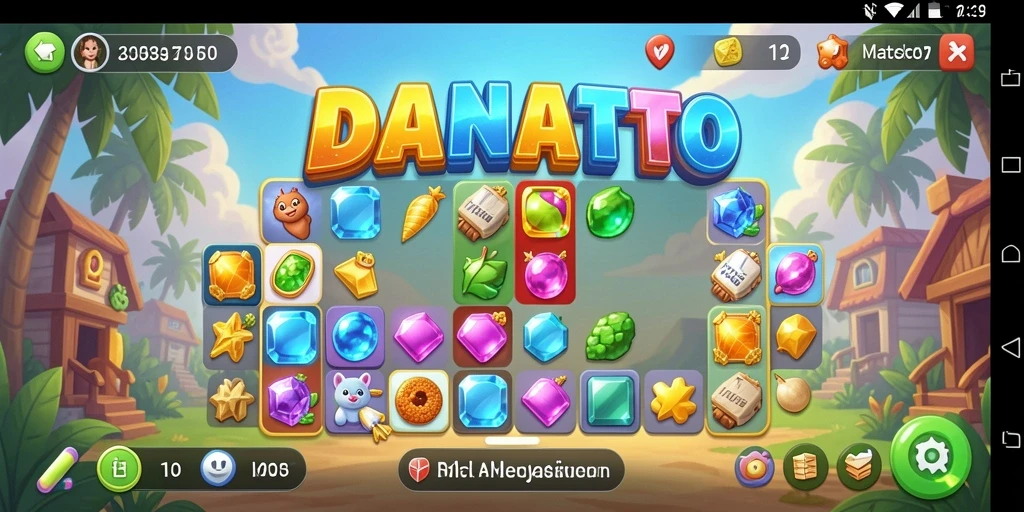 Tampilan menarik gameplay Match-3 yang penuh warna dan seru.