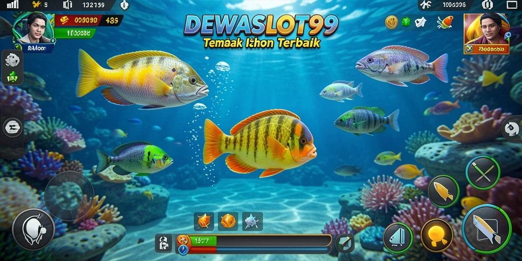 Tampilan gameplay DEWASLOT99 yang seru dan menantang saat menangkap ikan.