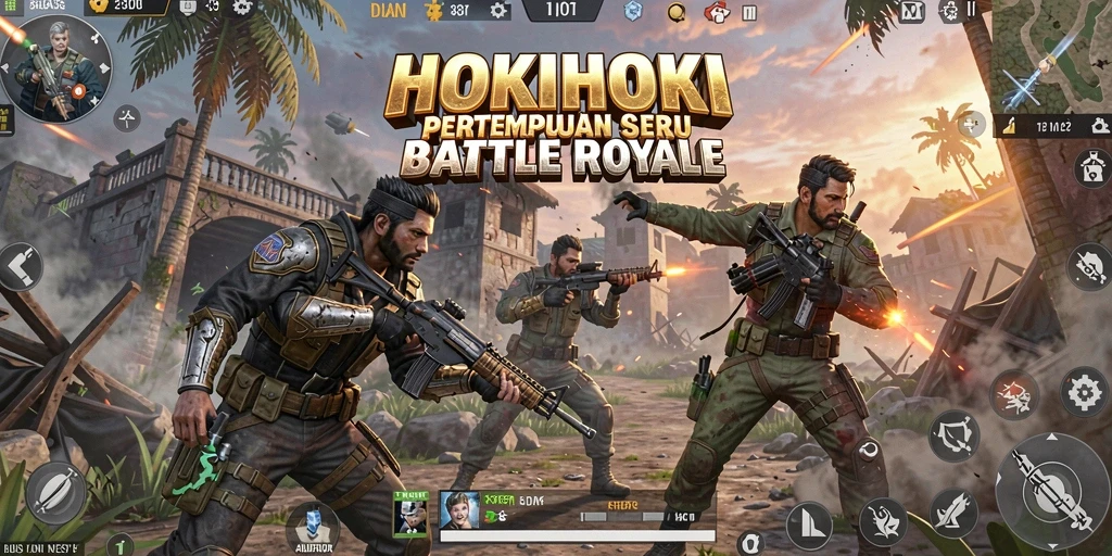 Tampilan gameplay HOKIHOKI yang mendebarkan di arena Battle Royale.