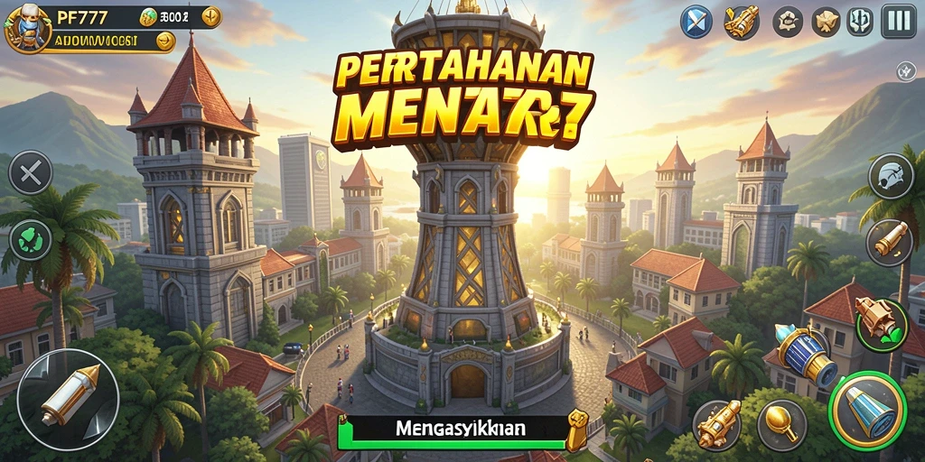 Screenshot utama PF777 menampilkan aksi mendebarkan gameplay Tower Defense.